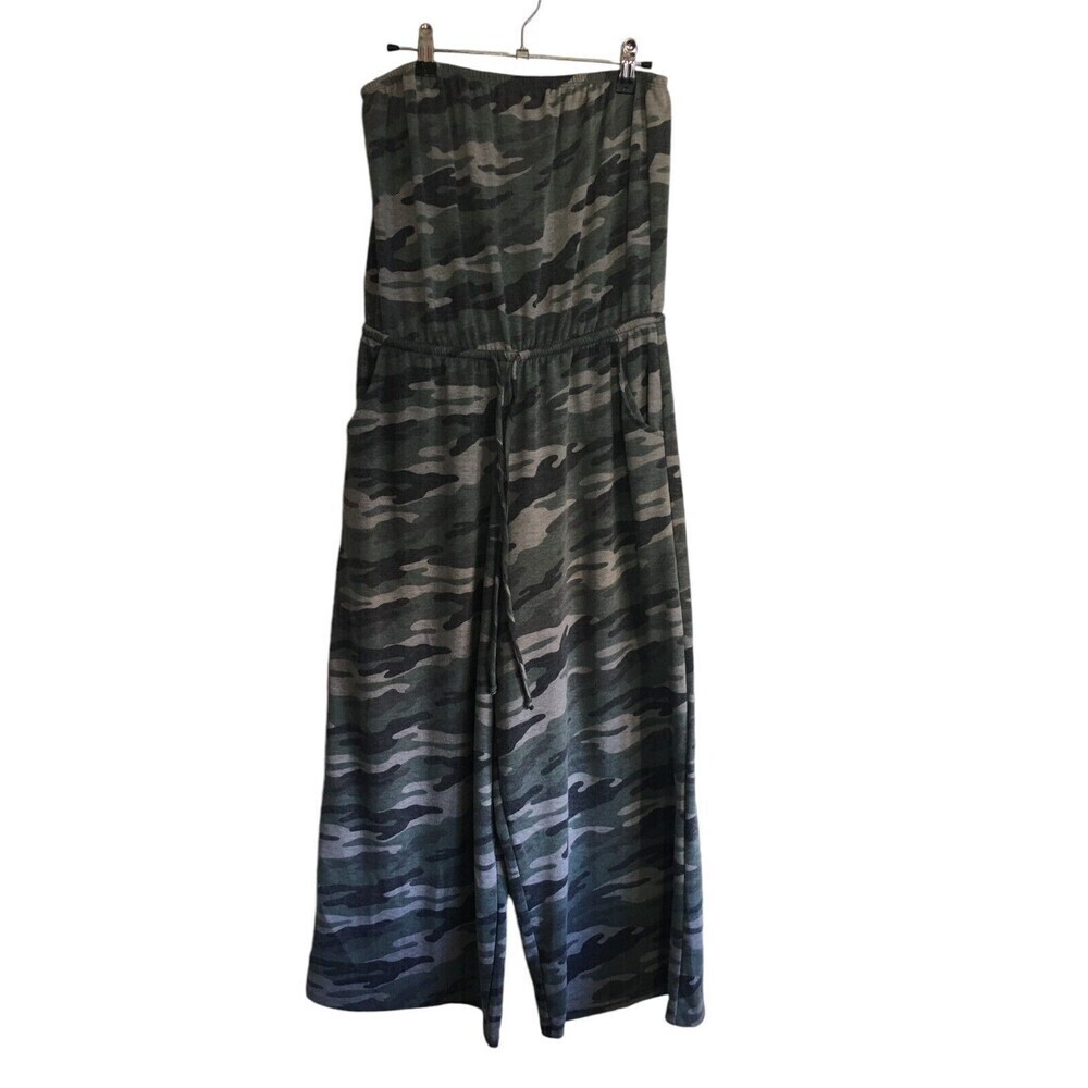 Talulah Jumpsuit Women's Size Medium Green Camo Cherish Sleeveless Strapless